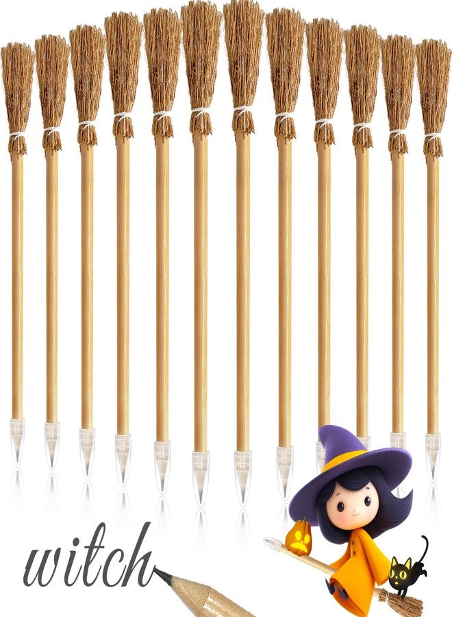 Blvochnnt 12 Pcs Witch Broom Pencils,Broom Pen Wizard Themed Party Supplies Goody Bag Filler Favors for Kids 100th Day of School Rewards,Halloween - Image 1