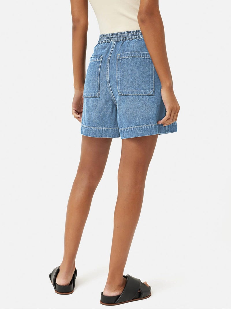 PLNOTME Womens Casual High Waisted Denim Shorts Wide Leg Summer Jean Shorts with Pockets - Image 3