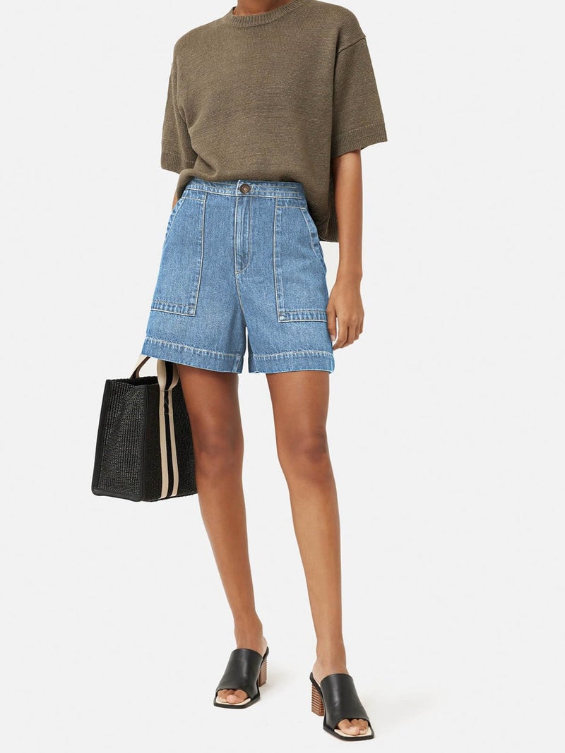 PLNOTME Womens Casual High Waisted Denim Shorts Wide Leg Summer Jean Shorts with Pockets - Image 5