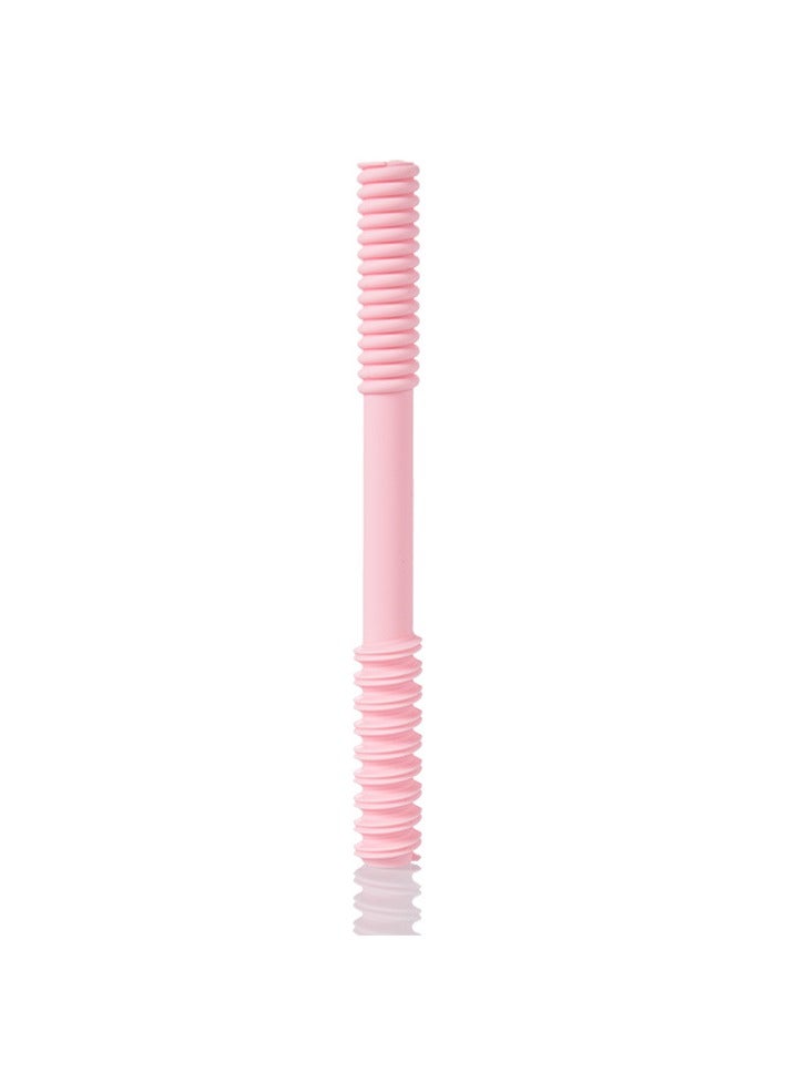 platube Baby Teething Tube, Soft And Durable Infant Teething Toys, Easy To Clean Hollow Silicone Baby Teether, Lightweight And Flexible Chew Straws For Toddlers, (1pc, Thread Pink) - Image 1