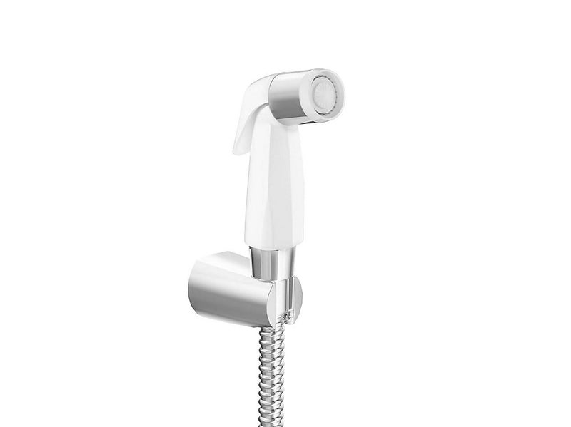 Kohler 12925IN-CP Complementary Health Faucet for Toilet | Ideal Toilet Jet Spray for High Water Pressure | Bathroom Jet Spray with Flexible Metal Hose and Holder, White, 1 M Hose - Image 1