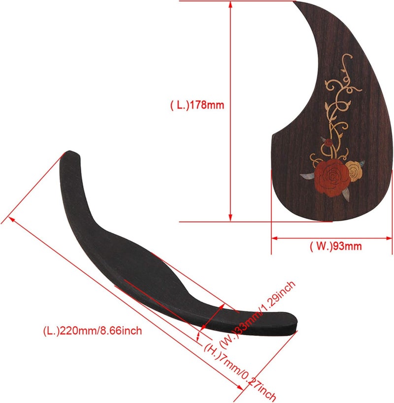 Homeswitch Rosewood Guitar Protective Pickguard With Acoustic Ebony Arm Rest Parts - Image 5