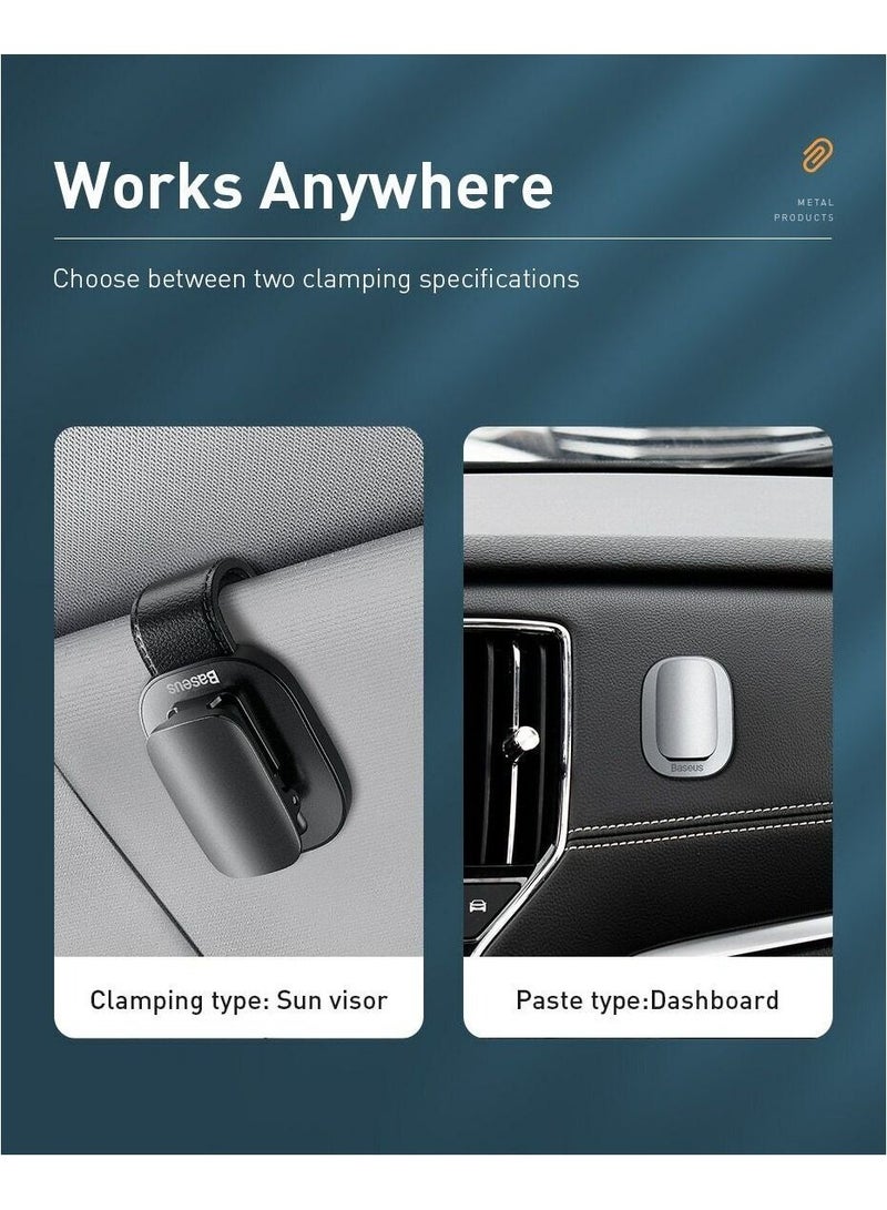 Baseus Universal Car Sunglasses Holder & Eyeglasses Storage Clip – Fastener Hanger for Sun Visor, Perfect for Cars, SUVs, and Trucks – Organize Your Eyewear with Style, Easy Access, Durable Design – Ideal for Sunglasses, Reading Glasses, and More- Black - Image 3