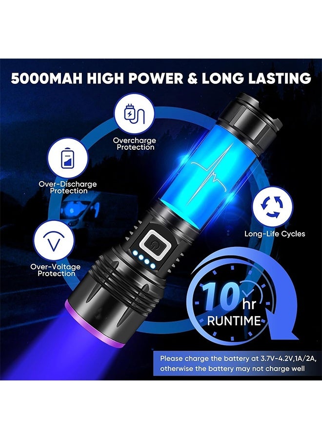 DAREU 20W 365nm UV Flashlight – Rechargeable Black Light Torch for Pet Urine Detection, Resin Curing, Golf Ball Finder, Note Checking, Rock Hunting, Scorpion Spotting - Image 2