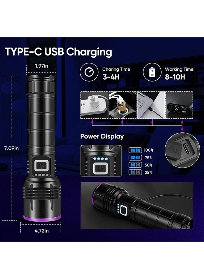 DAREU 20W 365nm UV Flashlight – Rechargeable Black Light Torch for Pet Urine Detection, Resin Curing, Golf Ball Finder, Note Checking, Rock Hunting, Scorpion Spotting - Image 3