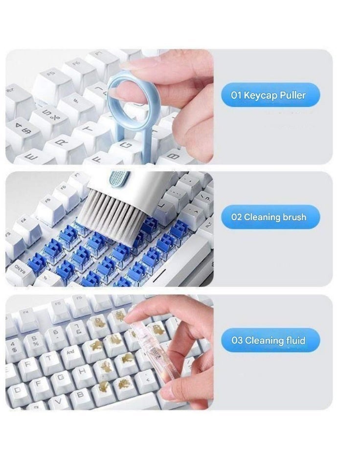 7 in 1 Mini Portable Cleaning Kit Multifunctional Keyboard Headphone Cleaning Brush Phone Computer Screen Cleaner for Electronic Devices Daily Cleaning - Image 2