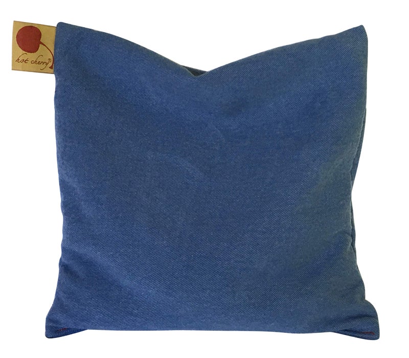Hot Cherry Best Price Square Red Denim Cherry Pit-Stone Pillow, Microwavable Hot/Cold Compress, Sustainable Heating Pad, Moist Heat, Muscle Joint Pain Relief - Image 1