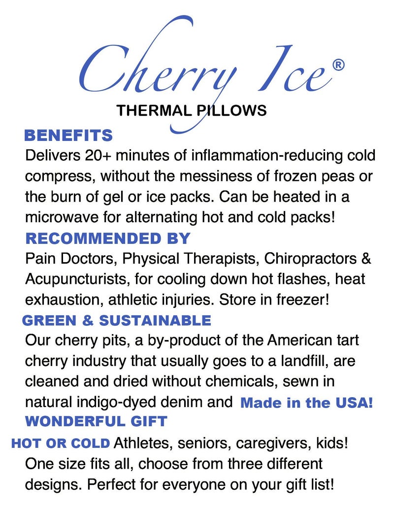 Hot Cherry Best Price Square Red Denim Cherry Pit-Stone Pillow, Microwavable Hot/Cold Compress, Sustainable Heating Pad, Moist Heat, Muscle Joint Pain Relief - Image 3