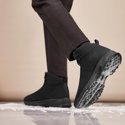 SHULOOK Non Slip Work Boots for Men Slip Resistant Lightweight Kitchen Chef Shoes for Restaurant Food Service Comfy Working Shoe Ankle Support Mesh Walking Footwear Black 11 - Image 2