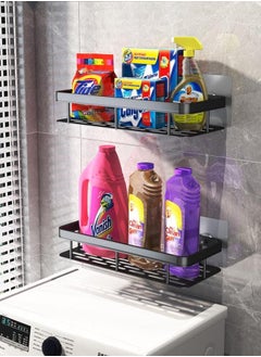 AIWANTO 2Pcs Shower Caddy Shelves,Adhesive or No Need Drilling Bathroom Shelf Bathroom Organizer Shower Rack ,Rustproof Shower Organizer for Bathroom, Toilet, Kitchen（Black）60*30*13cm  - Image 1