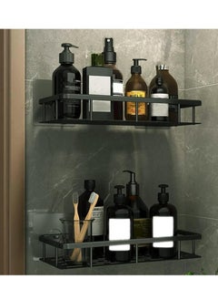 AIWANTO 2Pcs Shower Caddy Shelves,Adhesive or No Need Drilling Bathroom Shelf Bathroom Organizer Shower Rack ,Rustproof Shower Organizer for Bathroom, Toilet, Kitchen（Black）60*30*13cm  - Image 5