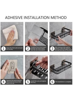 AIWANTO 2Pcs Shower Caddy Shelves,Adhesive or No Need Drilling Bathroom Shelf Bathroom Organizer Shower Rack ,Rustproof Shower Organizer for Bathroom, Toilet, Kitchen（Black）60*30*13cm  - Image 2