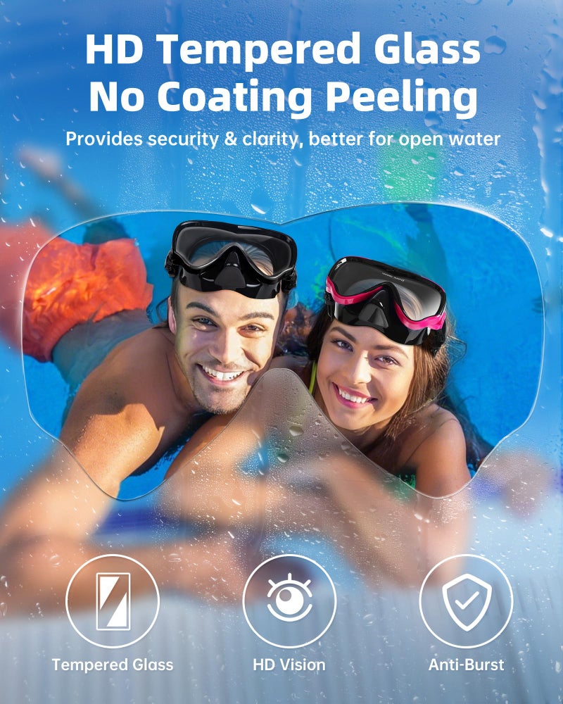 VegoVia Adult Swim Goggles with Nose Cover for Women Men, HD Clear Wide View Pool Water Nose Waterproof Shower Goggles Swimming Adult Diving Scuba Youth Mask Pool Underwater Beach Ocean Open Water - Image 4