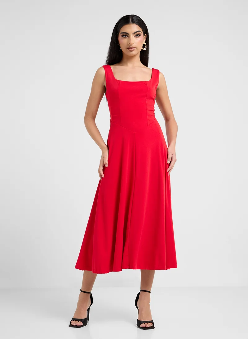 ELLA Square Neck Midi Dress