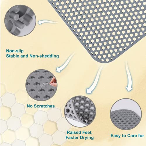 Bestjing Silicone Sink Protectors for Kitchen Sink with Center Drain, 26'' x 14'' Kitchen Protector Accessory, Non-Slip Grid Mat for Bottom of Farmhouse Porcelain Stainless Steel (Center Hole) - Image 5