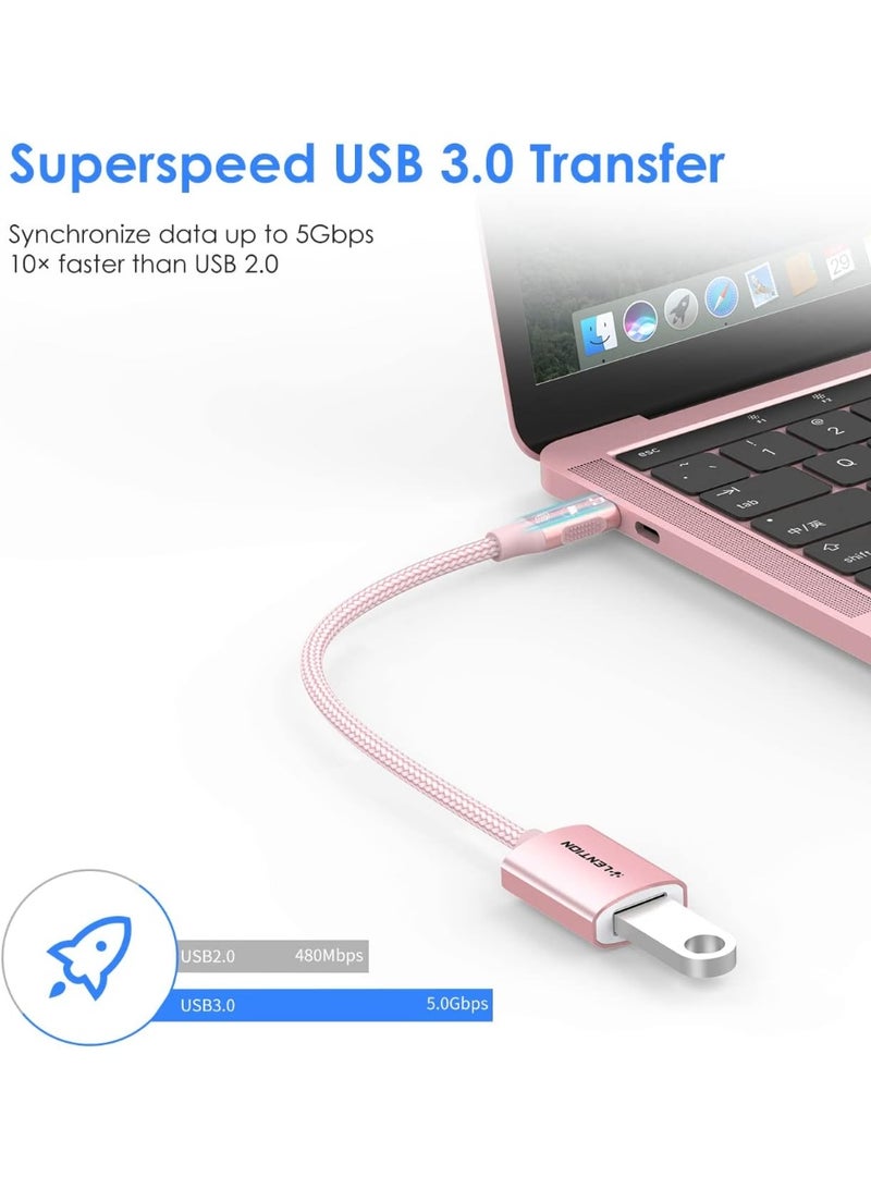 Lention LENTION USB C to USB 3.0 Adapter [2-Pack], Type C Male to USB 3.0 Female OTG Converter Compatible 2023-2016 MacBook Pro, New iPad Pro/Mac Air/Surface, Chromebook, Phone/Tablet (CB-C6-2P, Rose Gold)  - Image 3