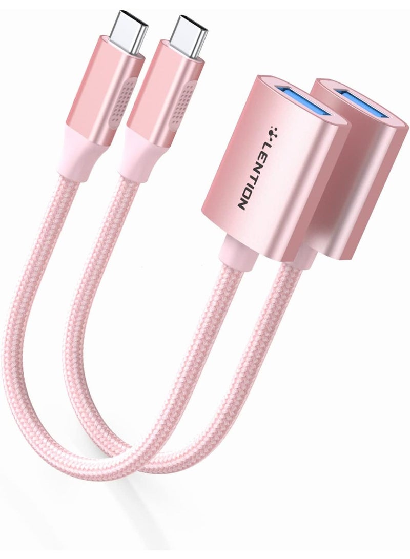 Lention LENTION USB C to USB 3.0 Adapter [2-Pack], Type C Male to USB 3.0 Female OTG Converter Compatible 2023-2016 MacBook Pro, New iPad Pro/Mac Air/Surface, Chromebook, Phone/Tablet (CB-C6-2P, Rose Gold)  - Image 1