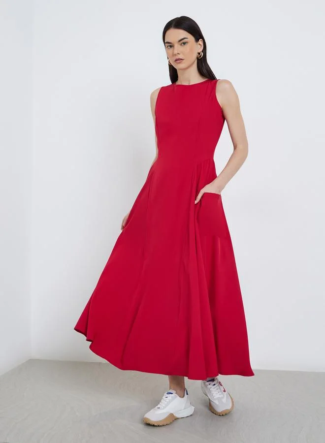 Take Two Take Two Solid Sleeveless Midi Dress with Pockets