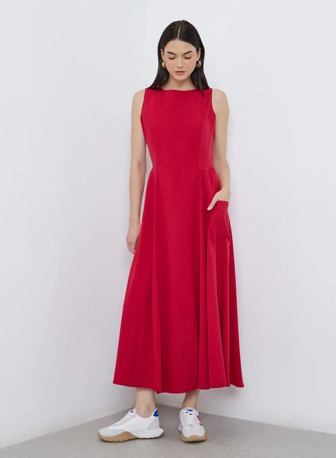 Take Two Take Two Solid Sleeveless Midi Dress with Pockets
