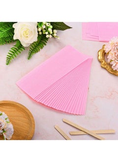 Maitys 100 Pieces Pink Wax Strips Hair Removal Non Woven Waxing Strips Wax Paper Sheets For Facial Eyebrow Face Leg Body Bikini Hair Cleaning And Remover (100 Pieces)  - Image 4