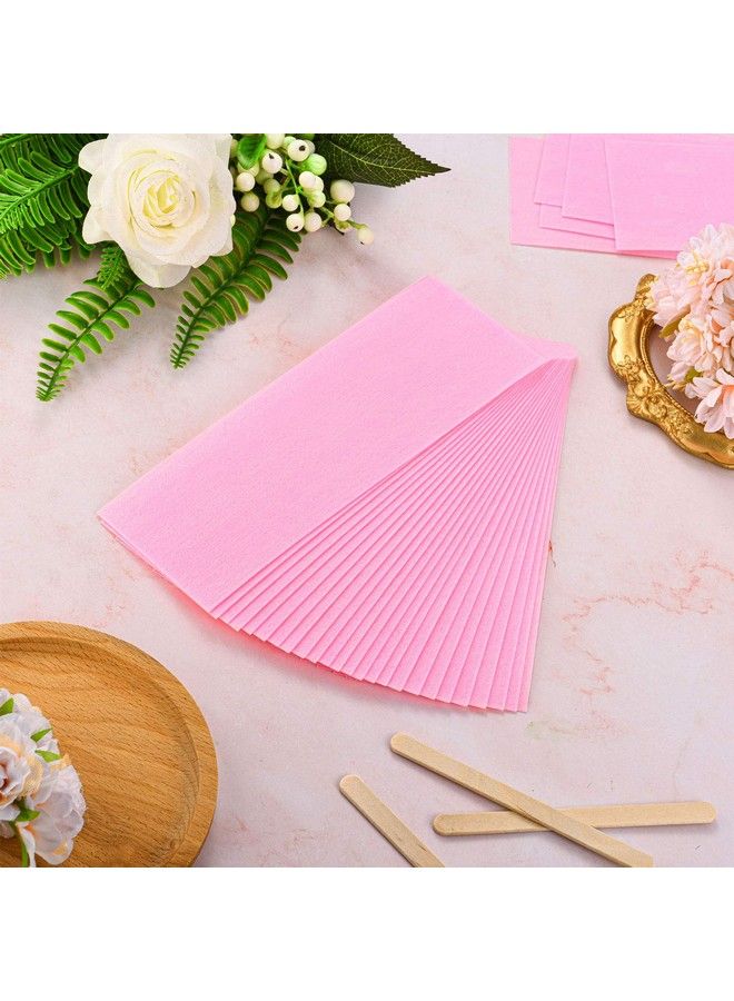 Maitys 100 قطعة شرائط شمع وردية لإزالة الشعر شرائط شمع غير منسوجة أوراق شمع للوجه والحواجب والساق والجسم ومنطقة البيكيني لتنظيف الشعر وإزالته (100 قطعة) - Image 4