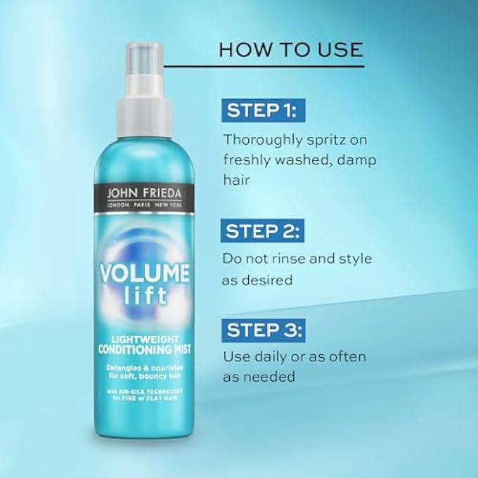 John Frieda VOLUME LIFT LIGHTWEIGHT CONDITIONING MIST 200 ML, LEAVE-IN SPRAY DETANGLING CONDITIONER FOR FLAT HAIR - Image 3