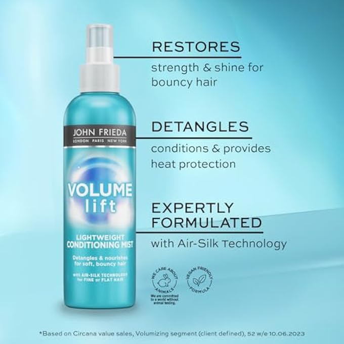John Frieda VOLUME LIFT LIGHTWEIGHT CONDITIONING MIST 200 ML, LEAVE-IN SPRAY DETANGLING CONDITIONER FOR FLAT HAIR - Image 2