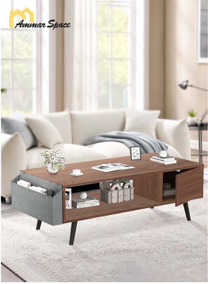 Ammar Space 100*50*45cm Coffee Table With Storage Space Simple Installation Living Room Table With Double Layer  Home Sofa Centre Table - Image 1