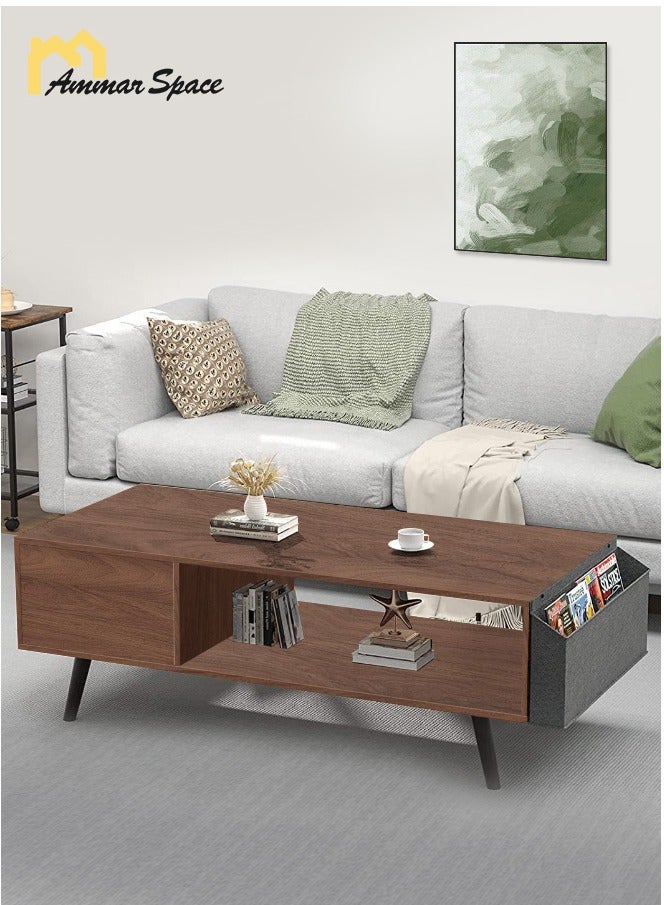 Ammar Space 100*50*45cm Coffee Table With Storage Space Simple Installation Living Room Table With Double Layer  Home Sofa Centre Table - Image 3