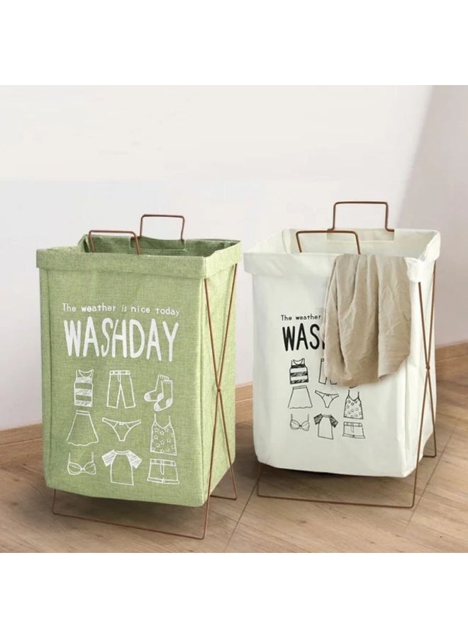 Fabric Laundry Basket with Metal Frame Elegant and Durable for Clothes and Toy Storage Multi-Purpose Use  Da  - Image 2