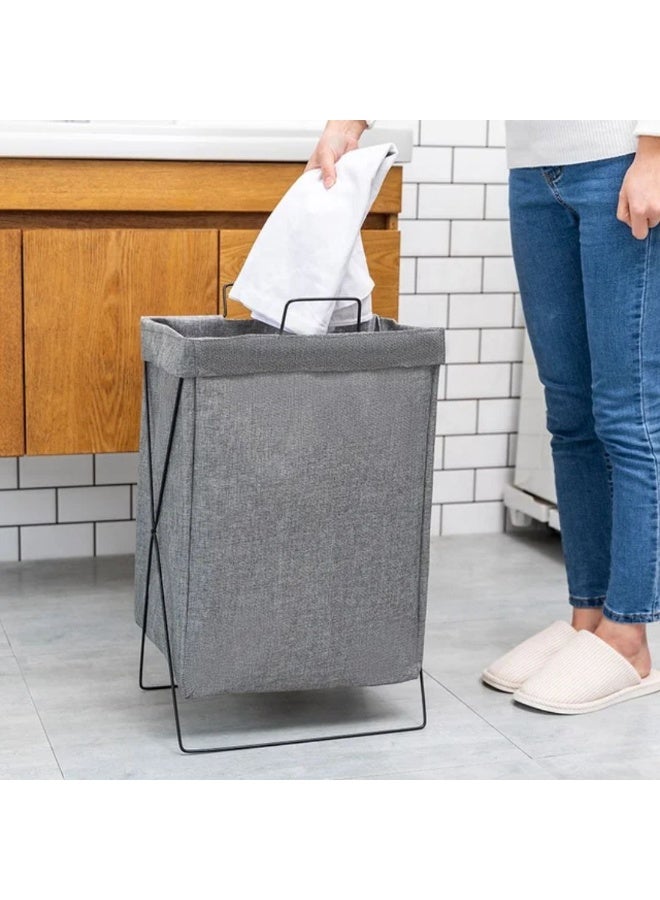 Fabric Laundry Basket with Metal Frame Elegant and Durable for Clothes and Toy Storage Multi-Purpose Use  Da  - Image 3