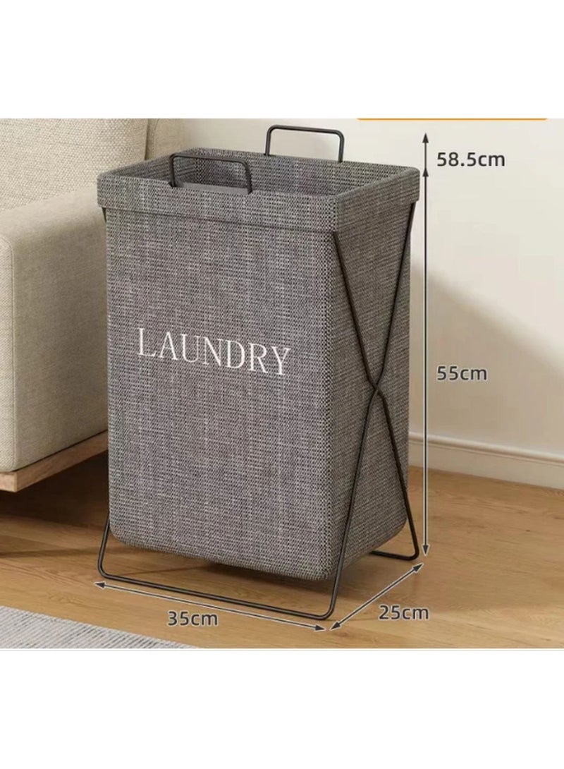 Fabric Laundry Basket with Metal Frame Elegant and Durable for Clothes and Toy Storage Multi-Purpose Use  Da  - Image 5