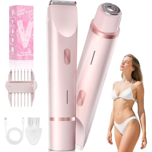 Fanovae Bikini Trimmer Electric Razors for Women Personal Shaver for Pubic Hair Bikini Line Legs Underarms Face USBC Rechargeable Gentle on Sensitive Skin Rinsable Gift Petal Pink - Image 1