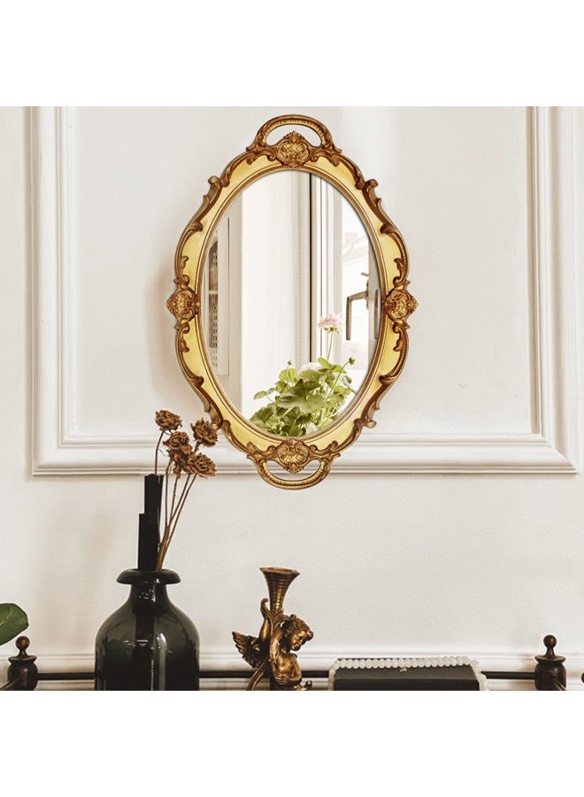 Eaoundm 14.5 x 10 inchs Oval Antique Decorative Wall Mirror Vintage Hanging Mirror (Gold 2 Pcs) - Image 2
