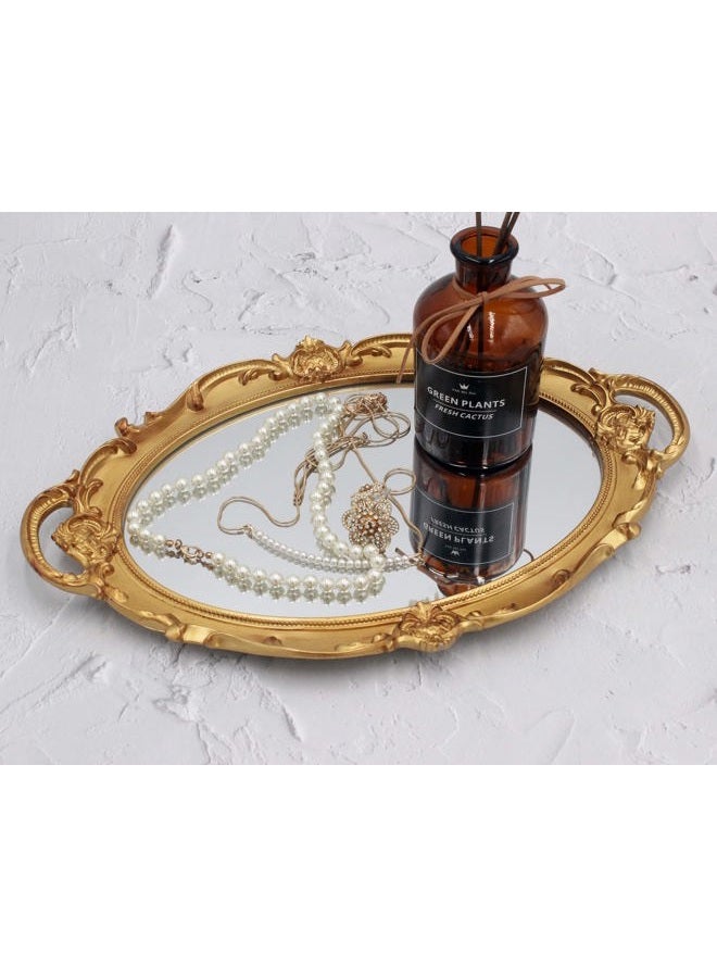 Eaoundm 14.5 x 10 inchs Oval Antique Decorative Wall Mirror Vintage Hanging Mirror (Gold 2 Pcs) - Image 4