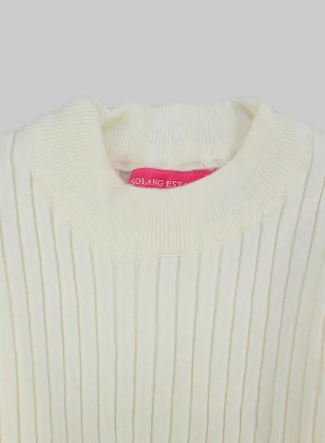 سولانج تيشيرت داخلي ضيق مضلع للاطفال – كم طويل بياقة نصف عالية - Image 3