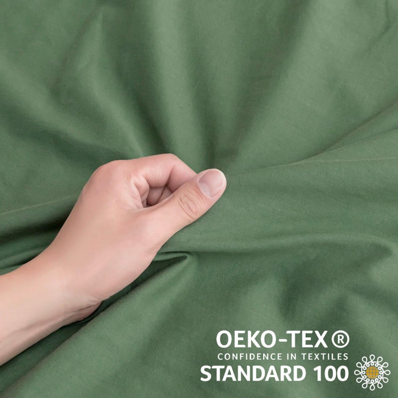 JELLYMONI Cotton Duvet Cover Queen Size - Green Comforter Cover with Button 100% Washed Cotton 3PCS Breathable Soft Solid Bedding Set Duvet Cover 90Ã—90in & 2 Pillowcases (NO Comforter) - Image 5