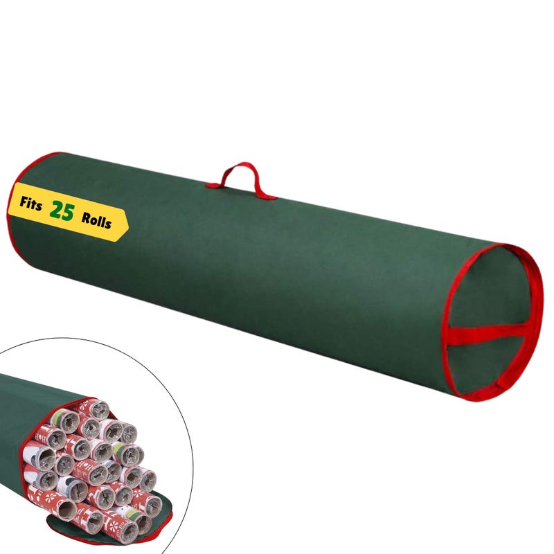 Primode Wrapping Paper Storage Bag | Wrapping Paper Organizer Under Bed for Storing Multiple Rolls of Gift Wrap, 40â€ Length Container Constructed of Durable 600D Oxford Material (Green) - Image 1