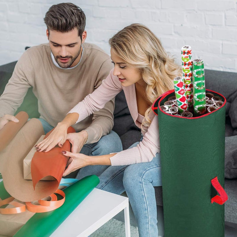 Primode Wrapping Paper Storage Bag | Wrapping Paper Organizer Under Bed for Storing Multiple Rolls of Gift Wrap, 40â€ Length Container Constructed of Durable 600D Oxford Material (Green) - Image 2