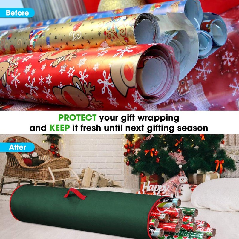 Primode Wrapping Paper Storage Bag | Wrapping Paper Organizer Under Bed for Storing Multiple Rolls of Gift Wrap, 40â€ Length Container Constructed of Durable 600D Oxford Material (Green) - Image 4