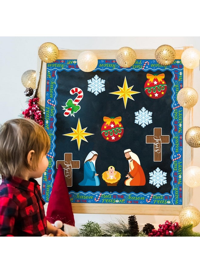 BeYumi 96Pcs Jesus Is The Reason For The Season Cutouts Bulletin Board Decoration Set Christmas Nativity Christian Faith Religious Sunday School Classroom Chalkboard Wall Borders Church Winter Decor - Image 3