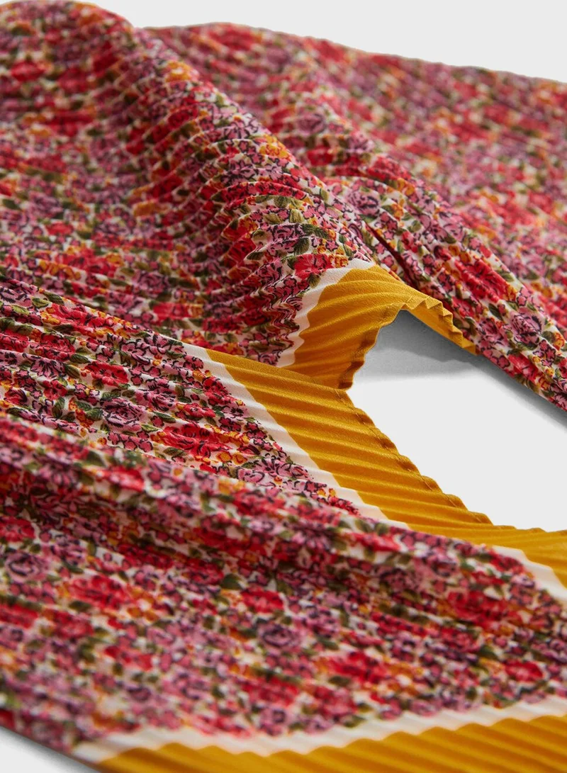 MANGO Spring Printed Pleated Scarf