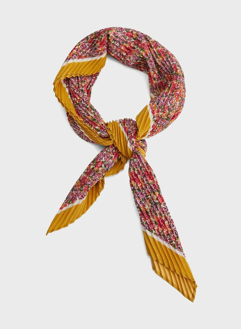 MANGO Spring Printed Pleated Scarf