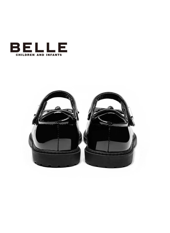 Belle Children's Shoes, Spring Girls' Leather Shoes, Big Kids' Children's Day Shoes, Single Shoes For Back-to Students, Performance Shoes, Black, Size 30 - Image 5