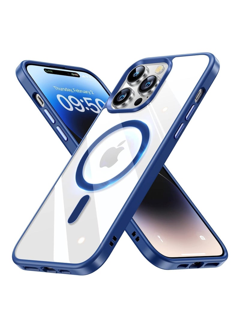 Case Magnetic Crystal Clear for iPhone 13 Pro Max (6.7 Inch) Case Magsafe [Not Yellowing] [Military Protection] [No.1 Strong Magnets] Slim Phone Case Thin Cover - (Navy Blue) 