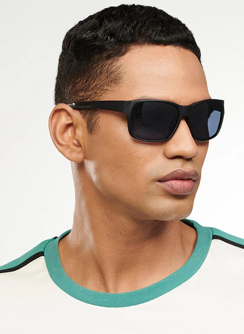 VINCENT CHASE VINCENT CHASE EYEWEAR By Lenskart | Full Rim Square Branded Latest and Stylish Sunglasses | Polarized and 100% UV Protected | Men & Women | Medium | VC S14462 (Color:-Black)-Pack of 1
