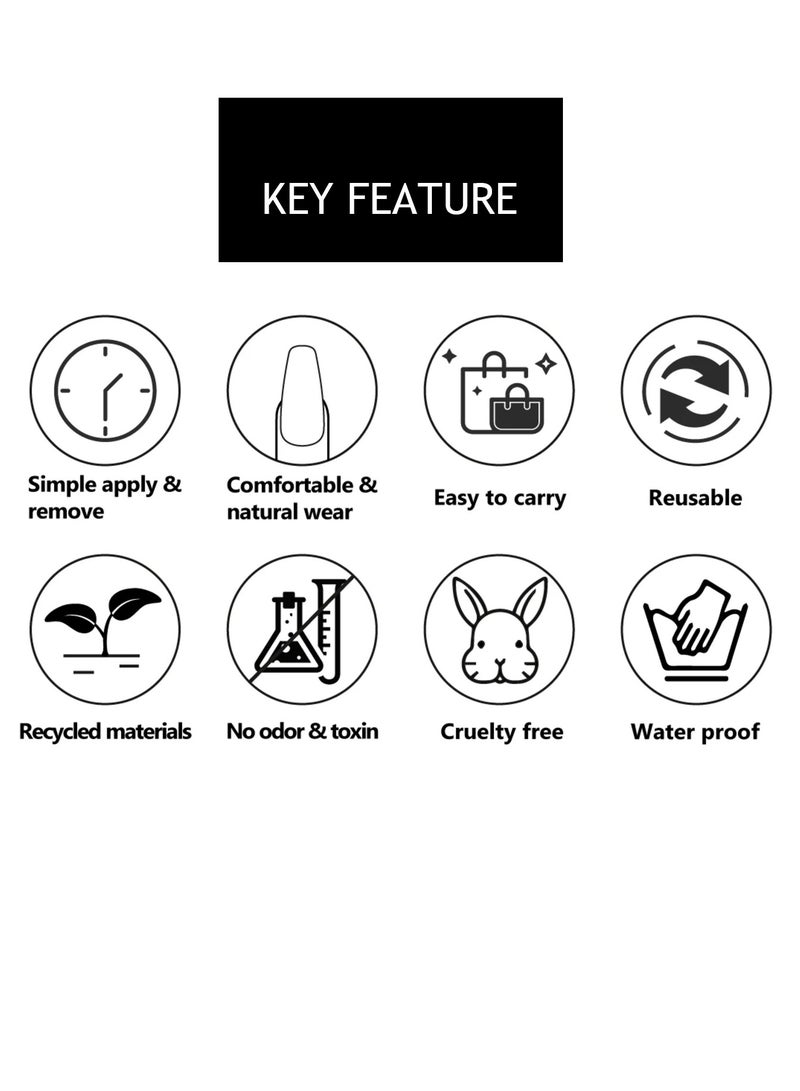 Artist Design/Romantic Sunset (Handmade)/Press On nails/Luxury Hand Painted/Medium Coffin/10 PCS/S Size - Image 5