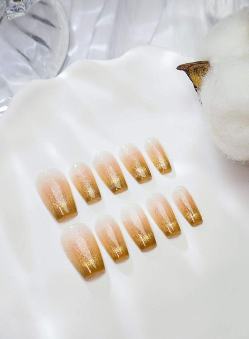 Artist Design/Romantic Sunset (Handmade)/Press On nails/Luxury Hand Painted/Medium Coffin/10 PCS/S Size - Image 1