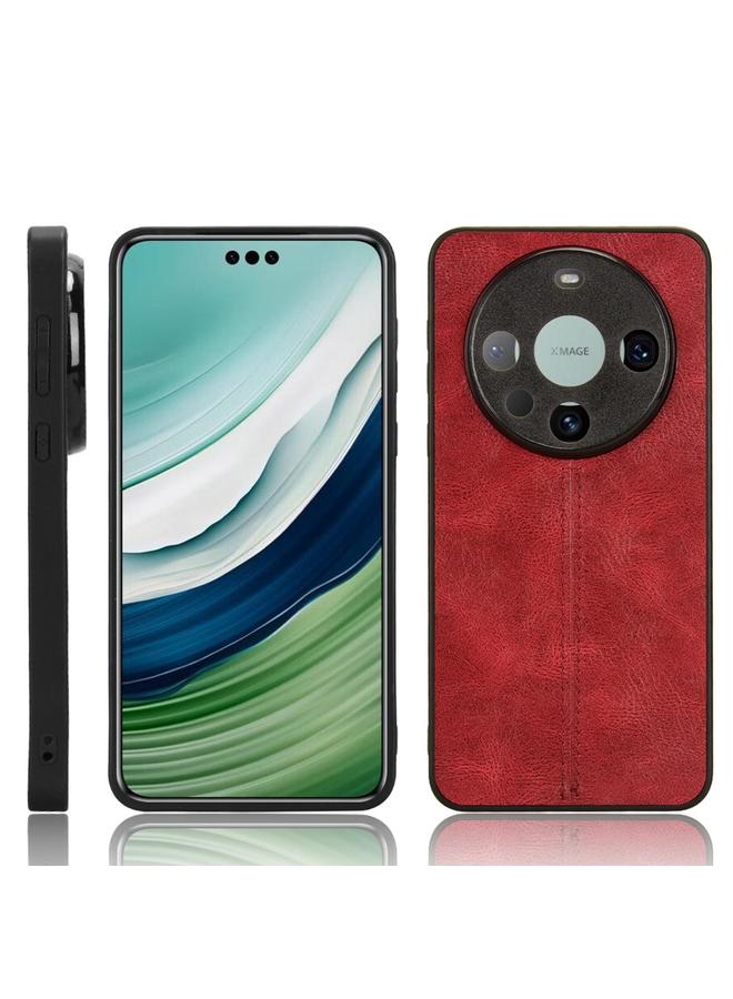 اس-توب جراب لهاتف Huawei Mate 60 Pro مصنوع من جلد البقر المخيط بنمط جلد البقر PC + PU + TPU - Image 1