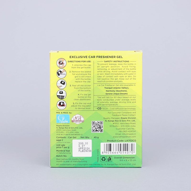 CYCLE جيل معطر هواء السيارة من ليا | عطر تانغو الحمضي (انتعاش) 45 جرام | جيل ليا لداخل السيارة | عطر السيارة ملحقات السيارة - Image 4